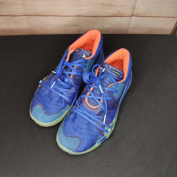 Under Armour Men's Blue and Orange Athletic Shoes - Picture 2 of 11